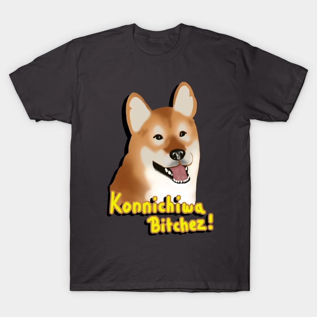 Konnichiwa Shiba T-Shirt by knoxusdesigns